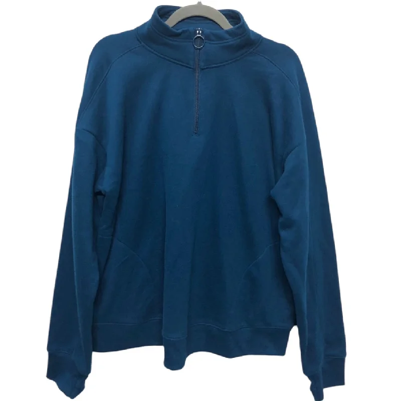 Plus Size Sweatshirt -Athletic Sweatshirt Collar By Tek Gear In Blue, Size: Xl