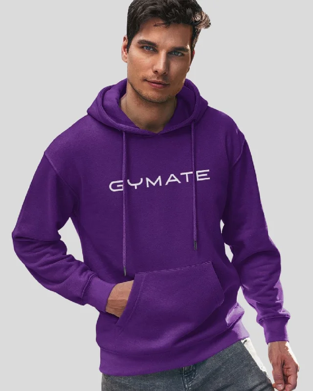 Merino Hoodie -Mens Purple Hoodies Designer Gymate Original [large logo]