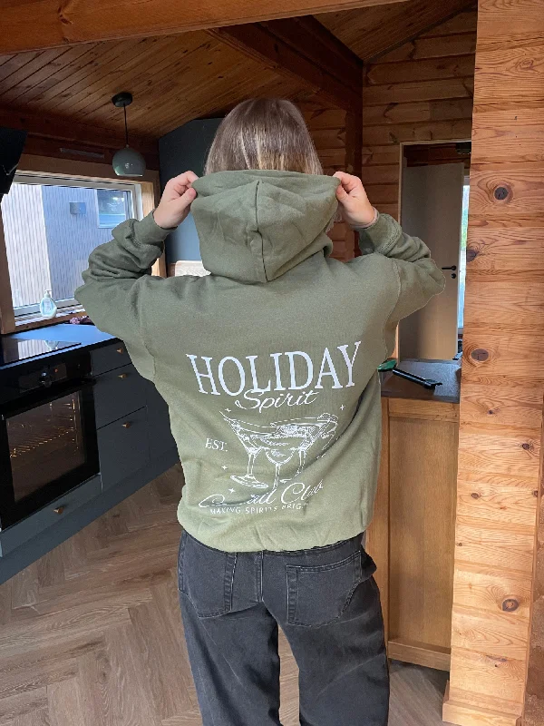 Worn Hoodie -HOLIDAY SPIRITS HOODIE - OLIVEN