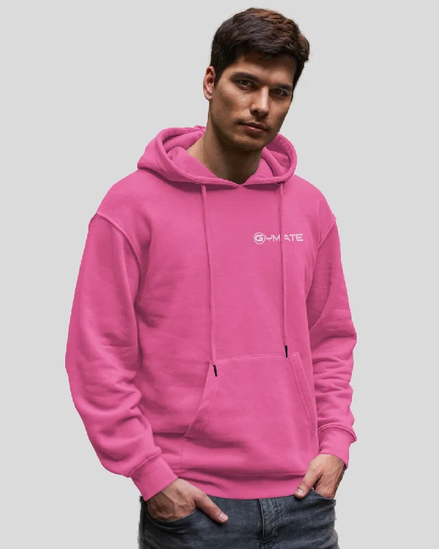 Multi-Pocket Hoodie -Mens Pink Hoodies Designer Gymate logo [chest]