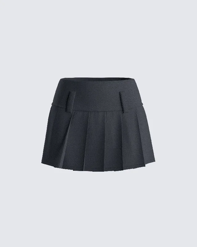 premium satin skirts -Deb Black Suiting Pleat Mini Skirt