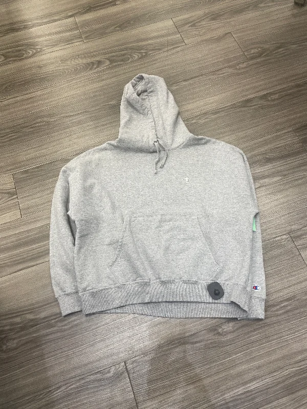 Best Sweatshirt -Sweatshirt Hoodie By Champion In Grey, Size: Xl