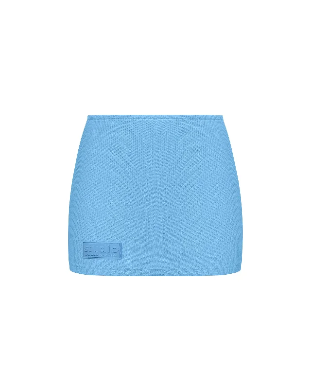 stretchy knit denim skirts -Ribbed Mid Rise Skirt