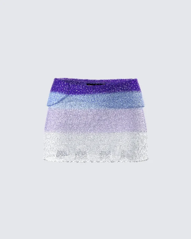 minimalist slim denim skirts -Vanessa Purple Sequin Knit Skirt