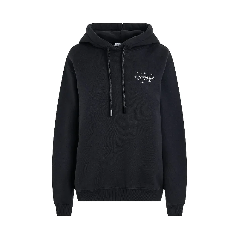 Plush Hoodie -Bling Stars Arrow Regular Fit Hoodie in Black