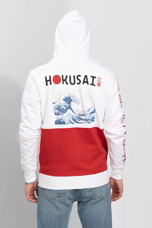 Quality Hoodie -Hokusai White Hoodie