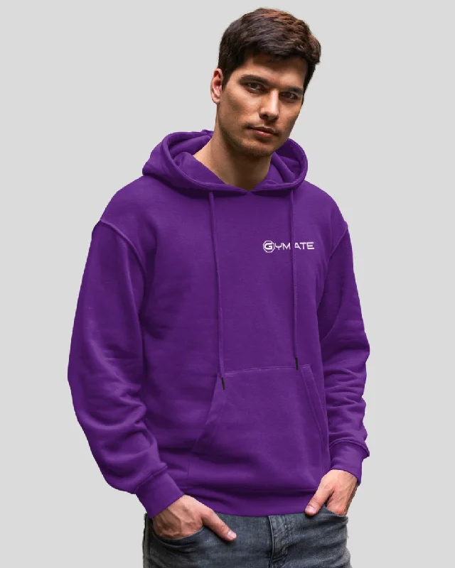 Weekend Hoodie -Mens Purple Hoodies Designer Gymate logo [chest]