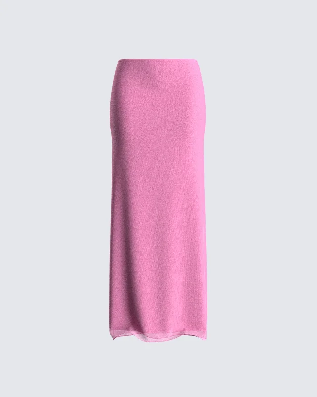 flared tulle midi skirts -Vianka Pink Maxi Skirt