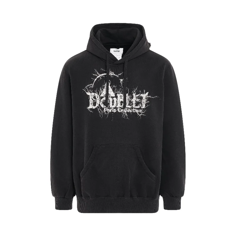 Organic Hoodie -"DOUBLAND" Embroidery Hoodie in Black