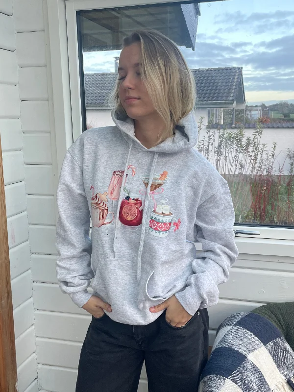 Soft Tone Hoodie -FESTIVE DRINKS HOODIE - GRÅ