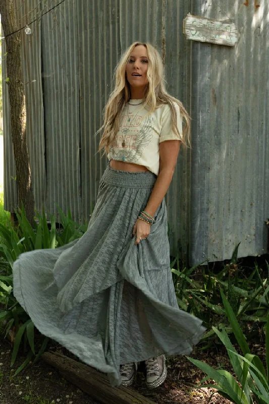 bold striped wrap skirts -Graceful Lily Lace Maxi Skirt - Slate