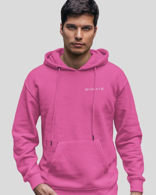 Utility Hoodie -Mens Pink Hoodies Designer Gymate Original small logo [chest]