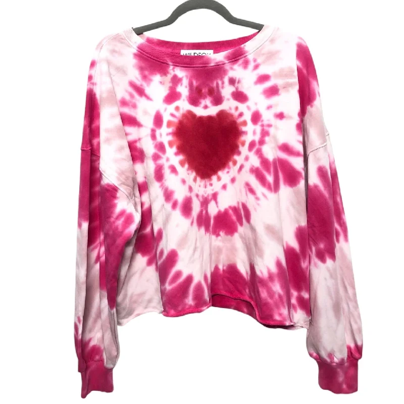 Smart Sweatshirt -Sweatshirt Crewneck By Wildfox In Pink & White, Size: Xl