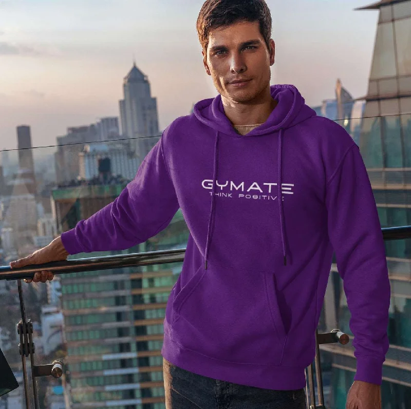 Portable Hoodie -Mens Purple Hoodies Designer Gymate Original Think Positive [ctr/lge]