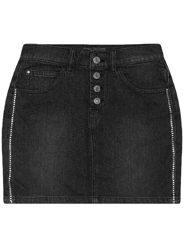 lightweight summer denim skirts -Black Denim Mini Skirt (7-16)