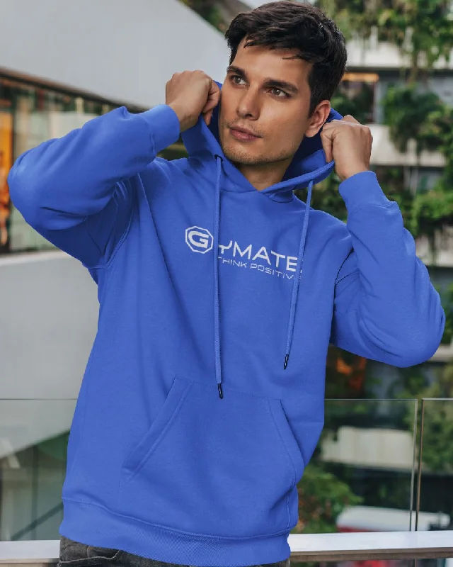 Daily Wear Hoodie -Light Blue Designer Hoodie – Gymate ‘Think Positive’ [ctr/lge]