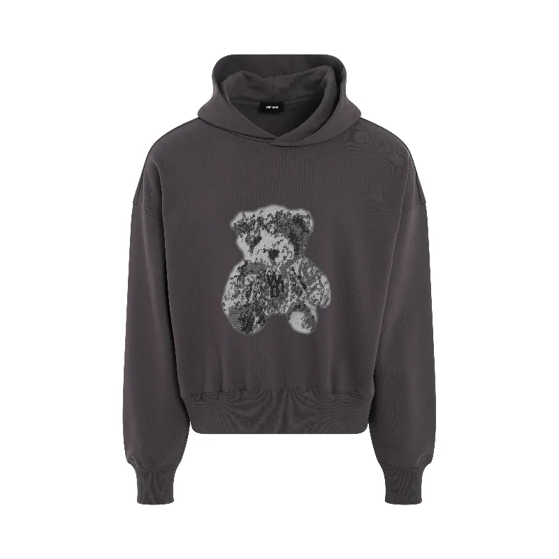 Extended Hoodie -Pixel Teddy Hoodie in Charcoal