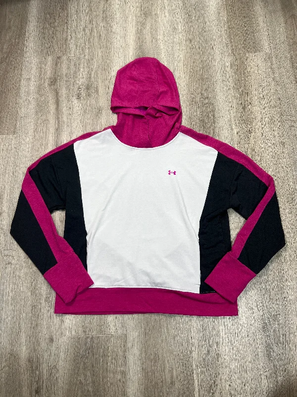 Planet Sweatshirt -Athletic Sweatshirt Hoodie By Under Armour In Pink & White, Size: M