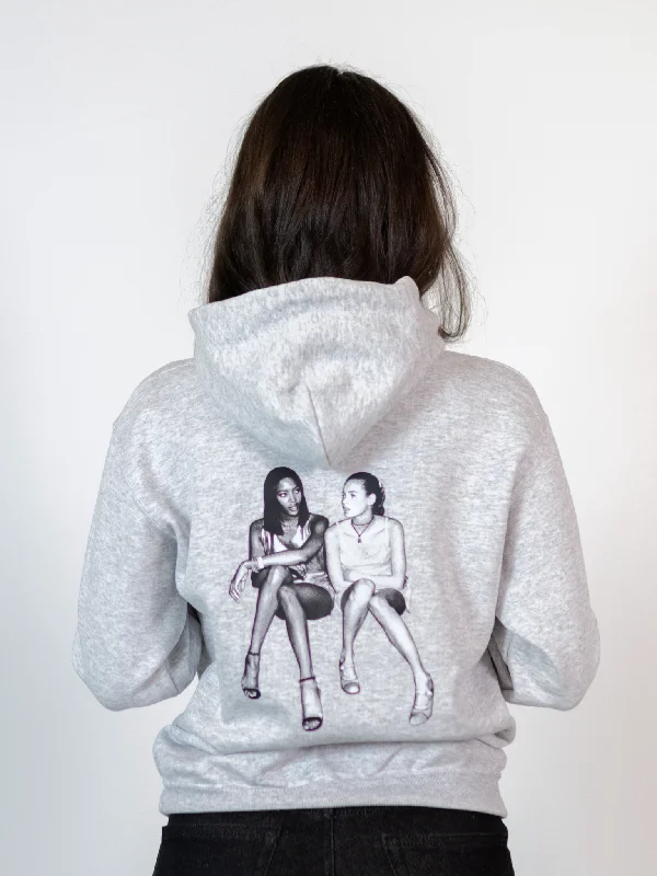 Loose Fit Hoodie -SUPERMODELS HOODIE (rygprint) - GRÅ