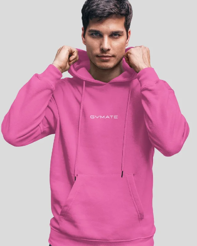 Cargo Hoodie -Mens Pink Hoodies Designer Gymate Original small logo [ctr]