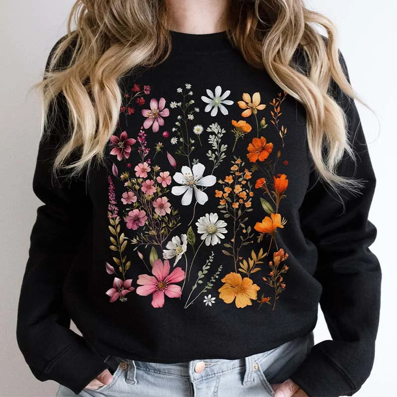 Heat Sweatshirt -Pressed Flower Woman Wildflowers Sweatshirt