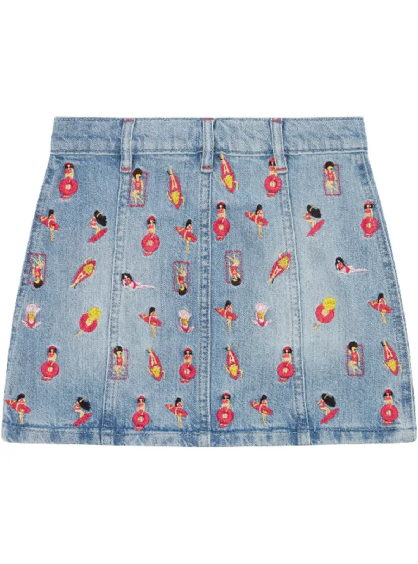 chic leather denim skirts -Blue Denim Surf Girl Mini Skirt (7-16)