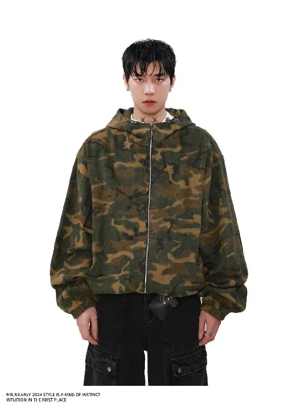 Nightlife Hoodie -Gradient Camouflage Zip-Up Hoodie