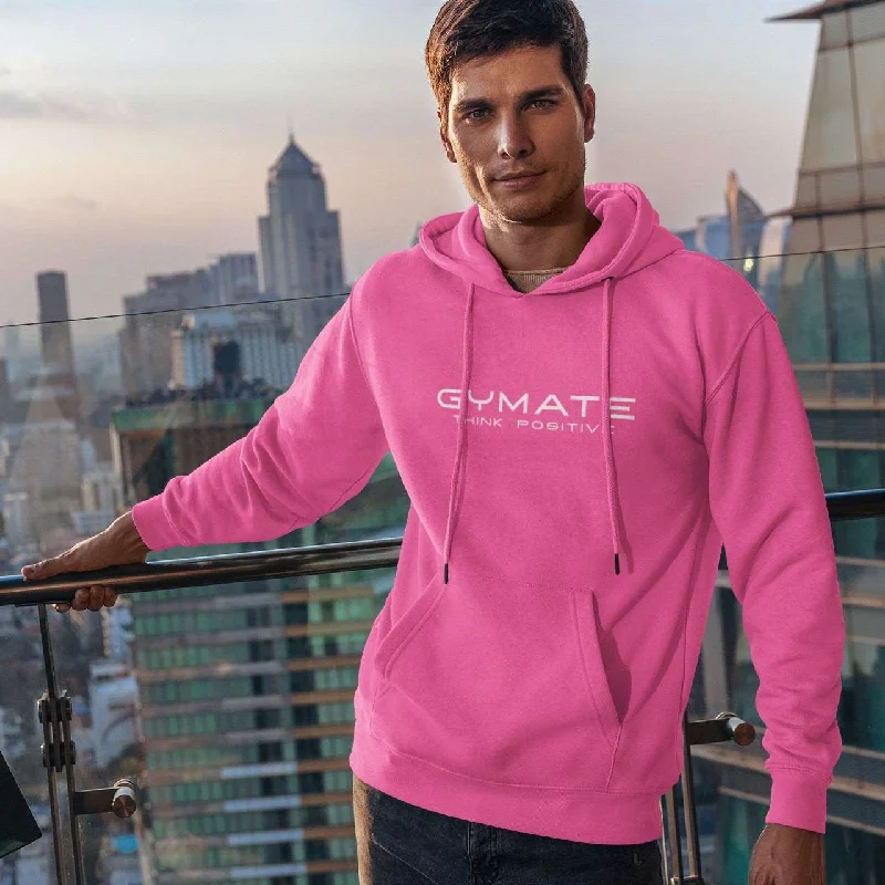 Outdoor Work Hoodie -Mens Pink Hoodies Designer Gymate Original Think Positive [ctr/lge]