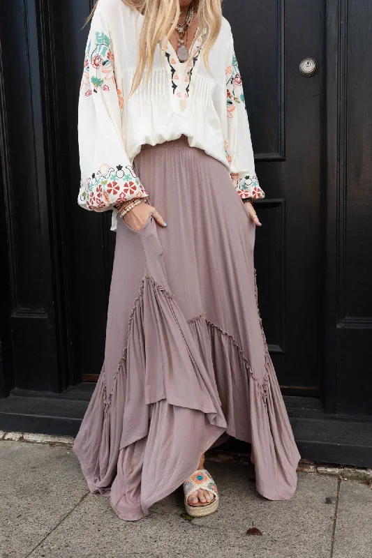 bold geometric wrap skirts -The Nest Forever Beauty Maxi Skirt - Mushroom