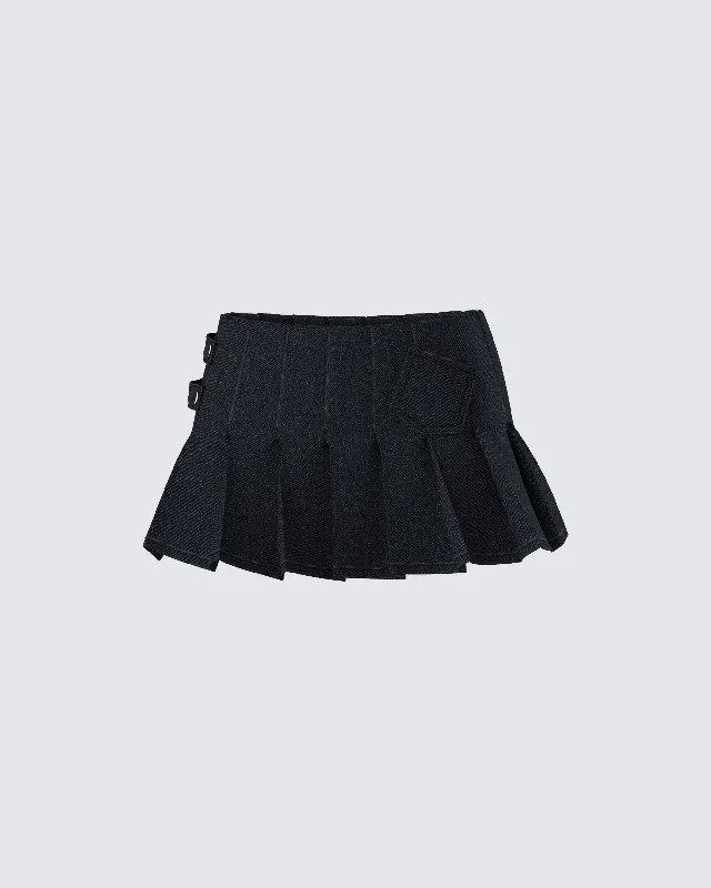 bold striped pencil skirts -Ataya Black Denim Micro Mini Skirt