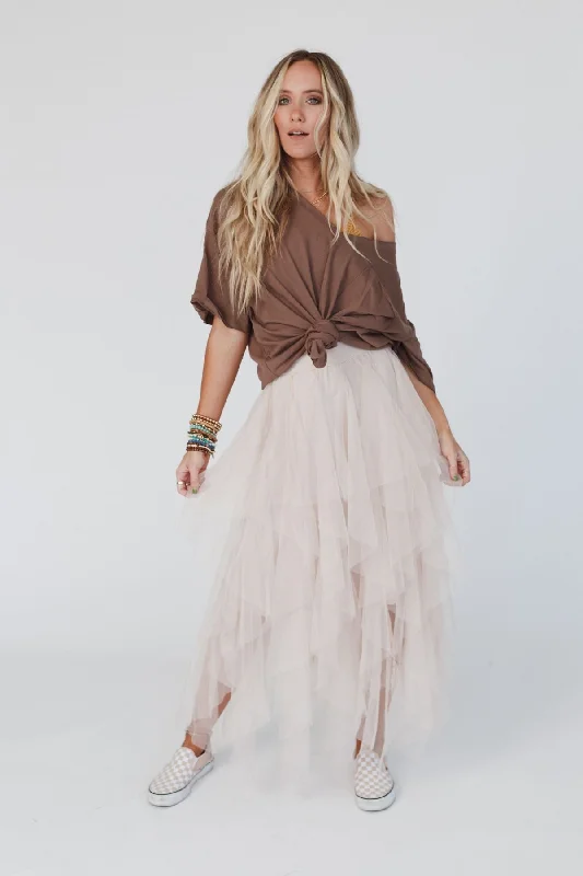 comfy jersey mini skirts -Boho Ballerina Skirt - Nude