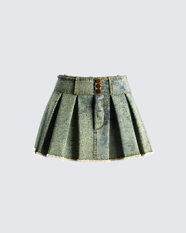 stretchy pencil denim skirts -Richelle Washed Denim Mini Skirt