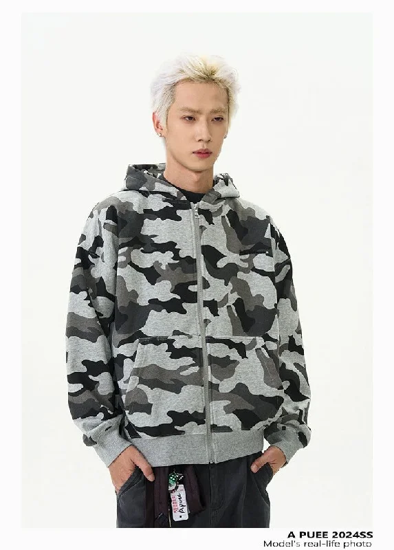 Adaptive Hoodie -Cozy Camouflage Zip-Up Hoodie