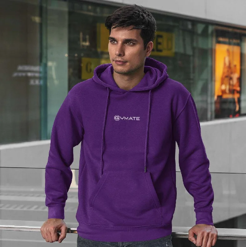 Packable Hoodie -Mens Purple Hoodies Designer Gymate small logo [ctr]