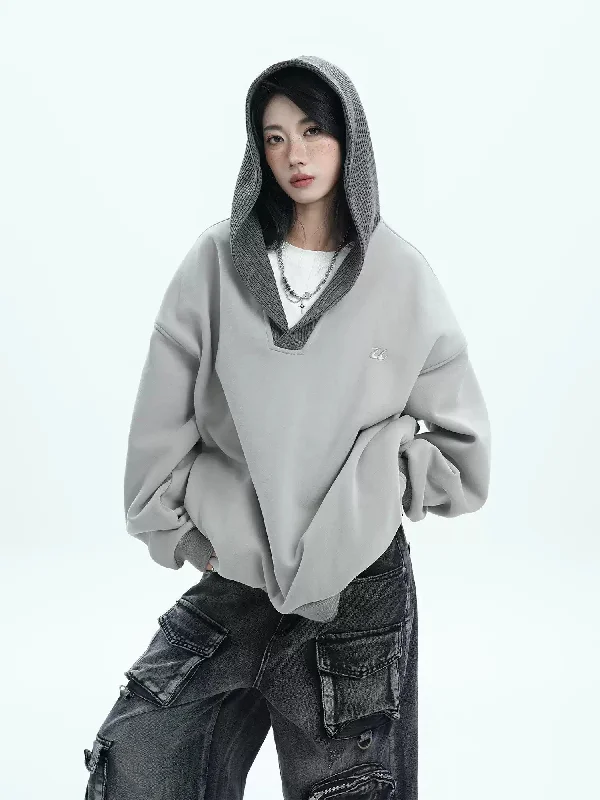 Meditative Hoodie -Spliced Knit Hood Hoodie