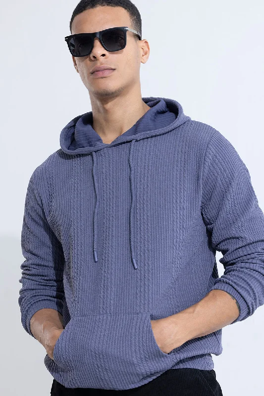 Organic Hoodie -Liney Blue Hoodie