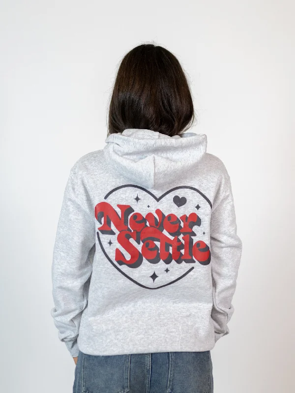 Futuristic Hoodie -NEVER SETTLE HOODIE (rygprint) - GRÅ