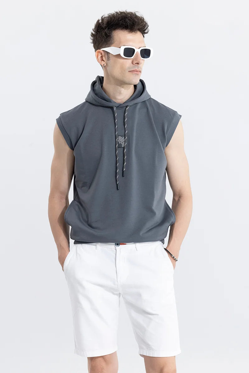 Nightlife Hoodie -Logotype Grey Sleeveless Hoodie