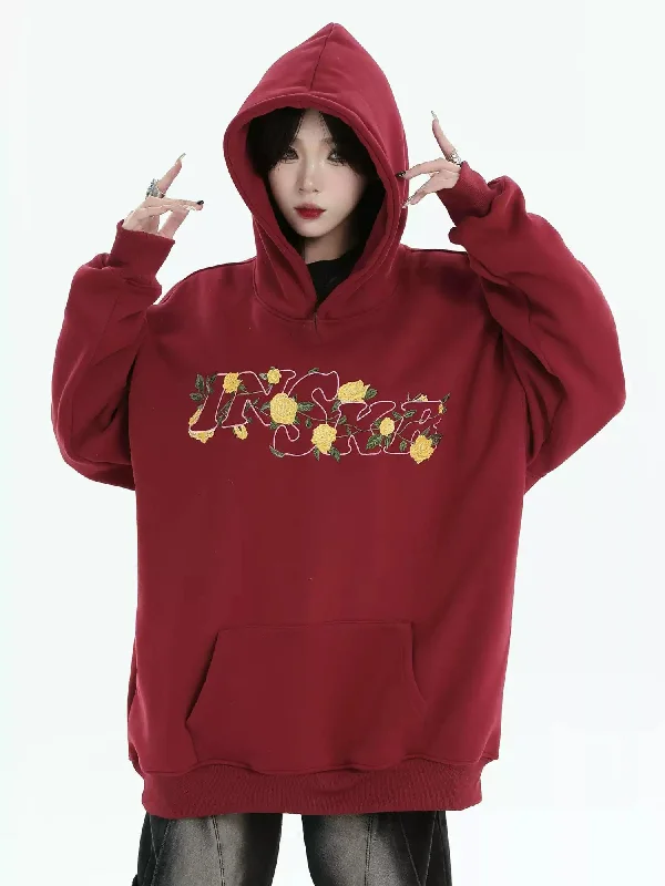 Cheerful Hoodie -Rose Stitch Logo Hoodie