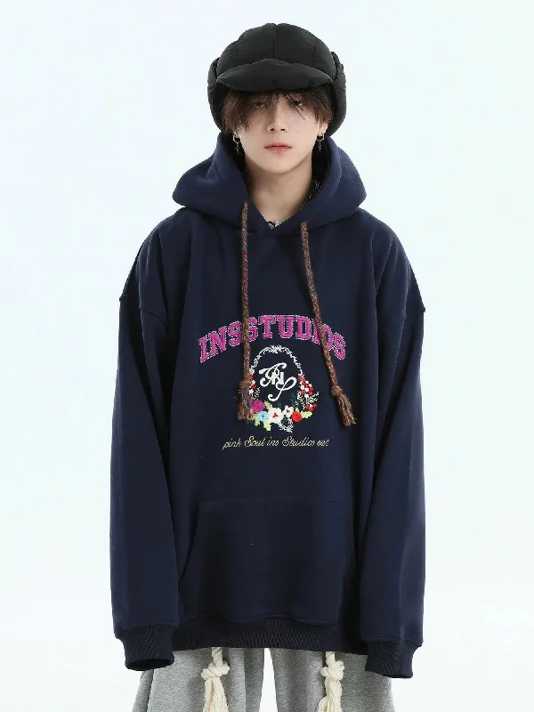 Innovative Hoodie -Flower Badge Embroidery Hoodie