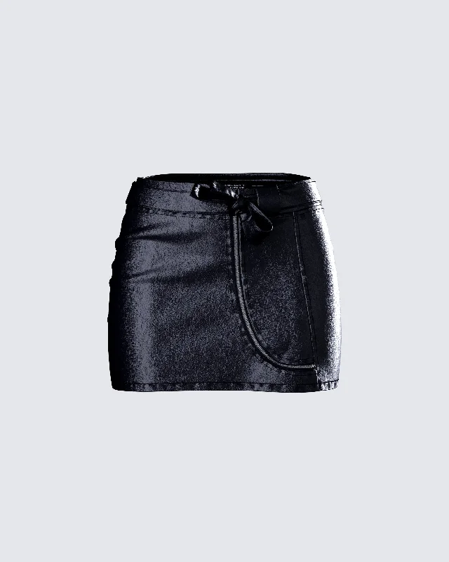 chic paperbag wrap skirts -Darah Black Micro Mini Skirt