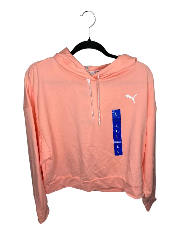 Classic Fit Sweatshirt -Athletic Sweatshirt Hoodie By Puma In Coral, Size: L