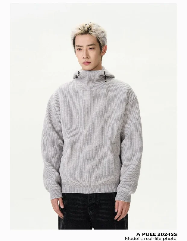 Layering Hoodie -Drawcord Drapey Knit Hoodie