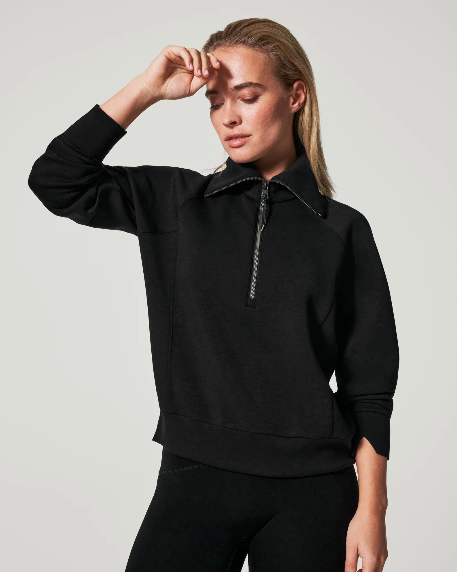 Checkered Hoodie -Spanx Airessentials Half Zip | Black