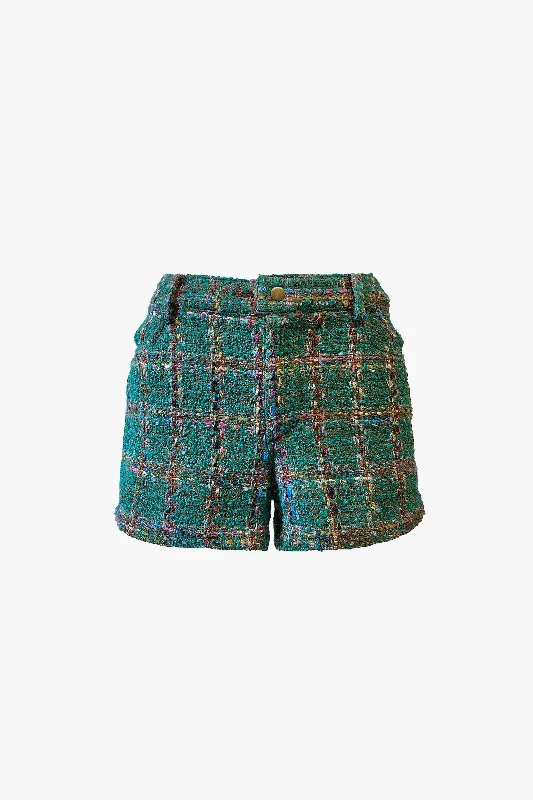 slim fit denim chino shorts -Tweed Mini Shorts