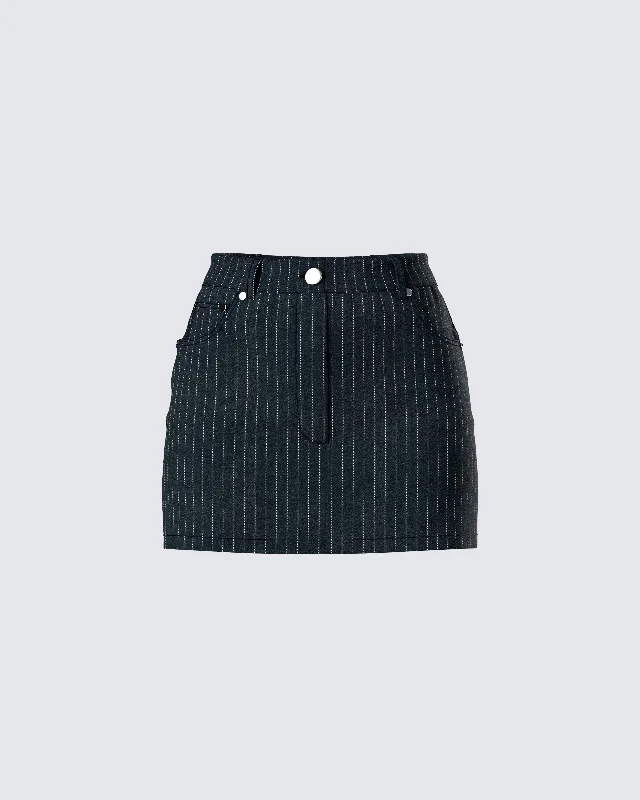 lightweight cotton denim skirts -Jennifer Black Stripe Mini Skirt