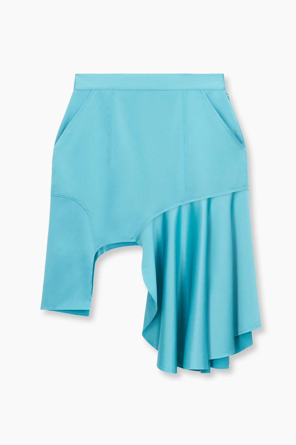 breathable cotton denim skirts -ASYMMETRICAL SKIRT | TEAL