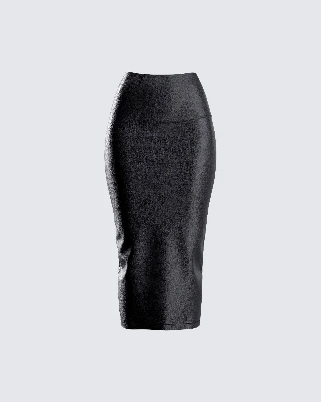 bold striped skirts -Badu Black Vegan Leather Skirt