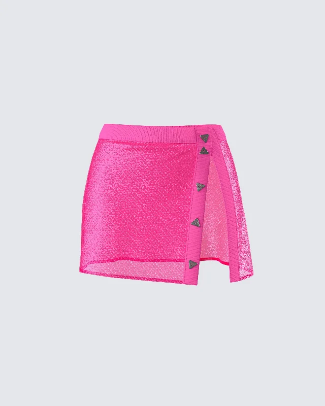 flared tulle skirts -Irie Pink Sequin Mini Skirt