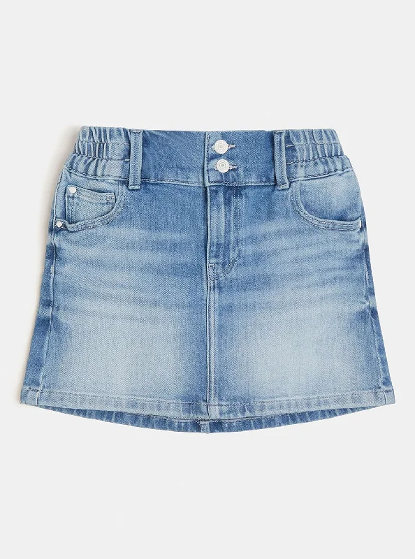 stretch denim denim skirts -Waterlily Wash Denim Skirt (7-16)